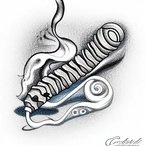 caterpillar smoking hookah tattoo design idea