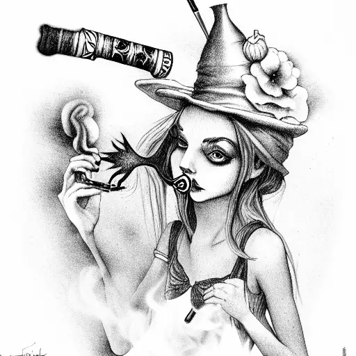 alice in wonderland absolum smoking hookah tattoo design idea