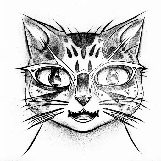 chesire cat evil smile tattoo design idea
