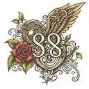 888 angel number with vines tattoo design idea
