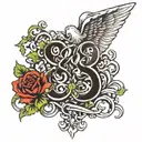 888 angel number with vines tattoo design idea