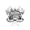 A firefighter helmet adorned with elements of the Brazilian flag, symbolizing patriotism and bravery tattoo design idea