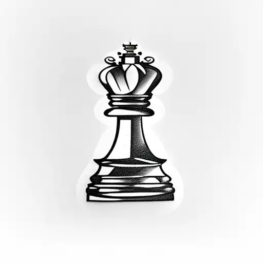 Chess piece with a closed fist next to it tattoo design idea