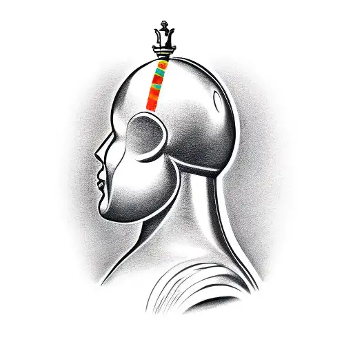 Chess piece with a closed fist next to it tattoo design idea