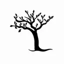 Apple blossom tree with sillouete of a little girl swinging on a branch tattoo design idea