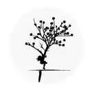 Apple blossom tree with sillouete of a little girl swinging on a branch tattoo design idea