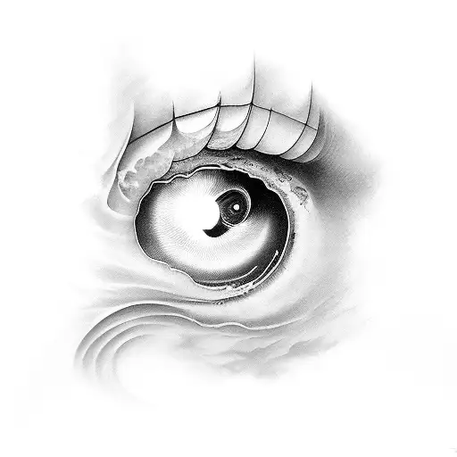 ocean, wave, womans eye, greek god full sleeve tattoo design idea