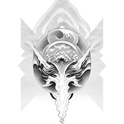 ocean wave eyes greek god tattoo design idea