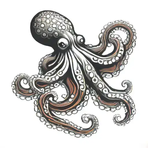 dark black octopus with red outline tattoo tattoo design idea
