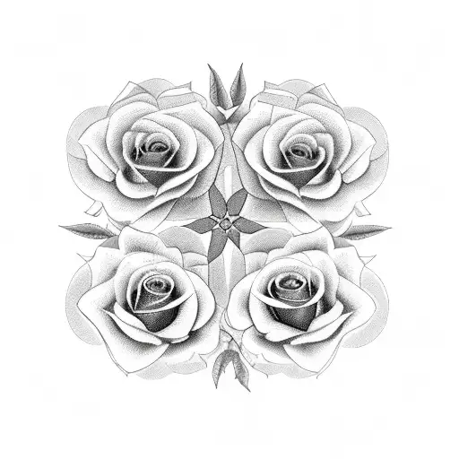 FAMILY TREE WITH ROSES and clouds  tattoo design idea