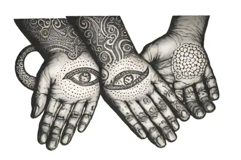 two hands, infinity symbol incorporated tattoo design idea