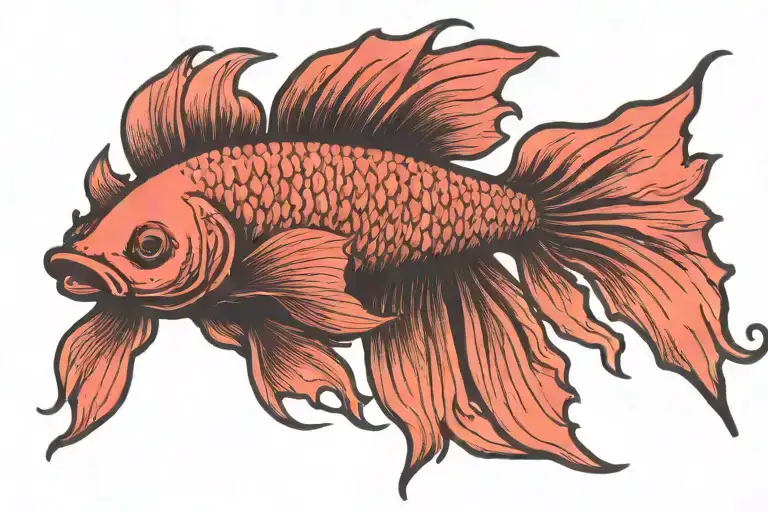 betta fish red tattoo design idea