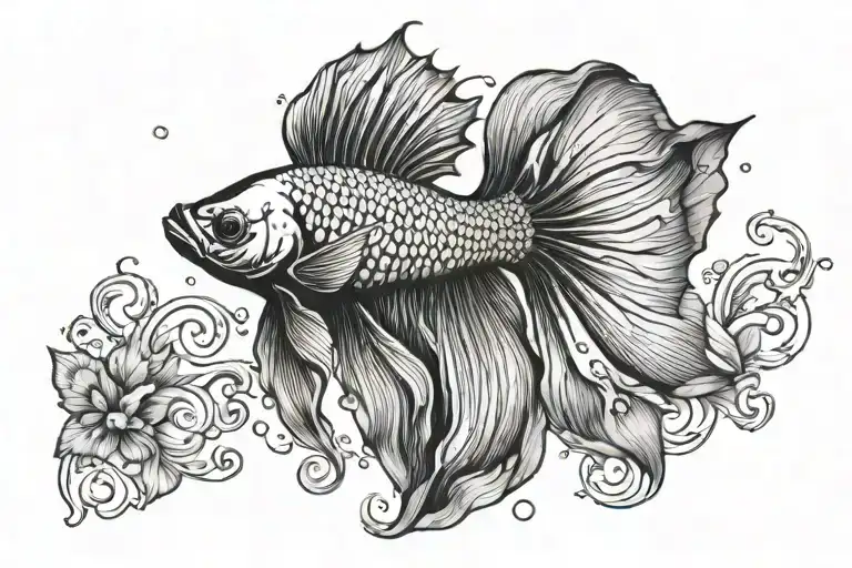 betta fish red tattoo design idea