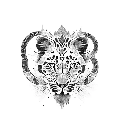 Lion leopard snake tiger  tattoo design idea