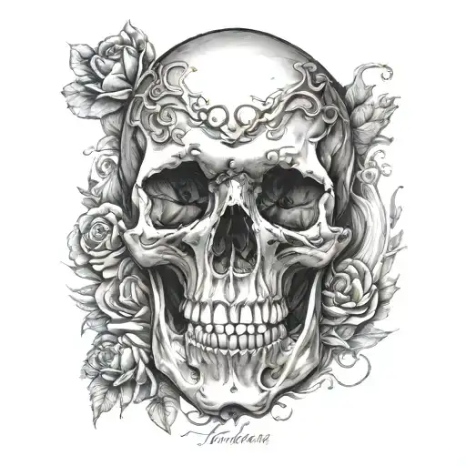skull back tattoo design idea