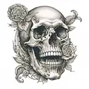 skull back tattoo design idea