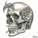 skull back tattoo design idea