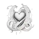 j e k initials in a heart tattoo design idea