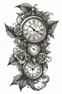 one big clock with three different birth dates  tattoo design idea