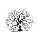 old tree in elbow tattoo design idea