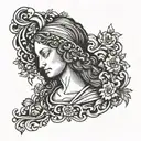 A blackwork tattoo of a Renaissance painting with a modern twist tattoo design idea