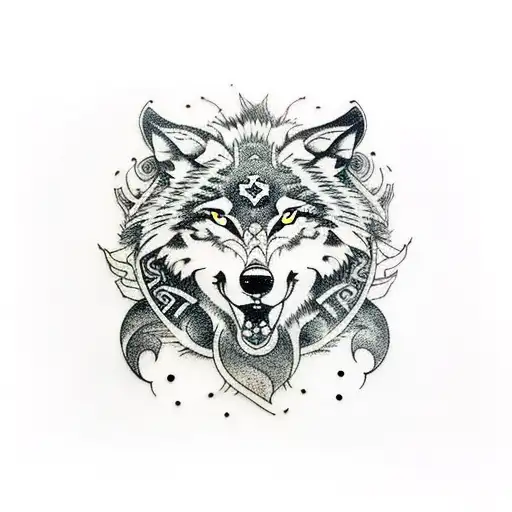 wolf, viking tattoo design idea