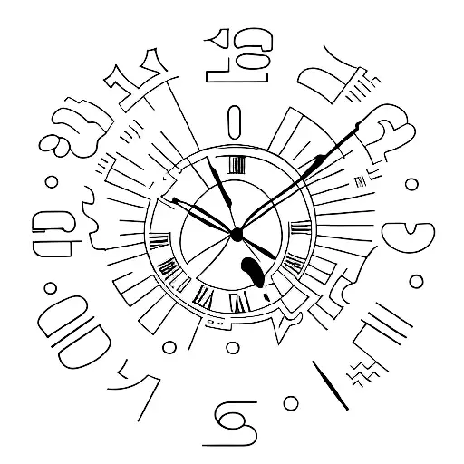 clock with 24 hour person tattoo design idea