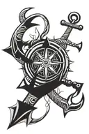 anchor with compass tattoo design idea