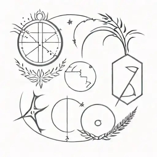 mixture of zodiac elements Aquarius Capricorn Sagittarius Virgo cancer Scorpio tattoo design idea