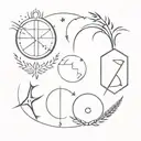 mixture of zodiac elements Aquarius Capricorn Sagittarius Virgo cancer Scorpio tattoo design idea