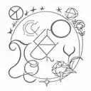 mixture of zodiac elements Aquarius Capricorn Sagittarius Virgo cancer Scorpio tattoo design idea