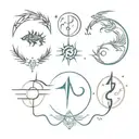 mixture of zodiac elements Aquarius Capricorn Sagittarius Virgo cancer Scorpio tattoo design idea