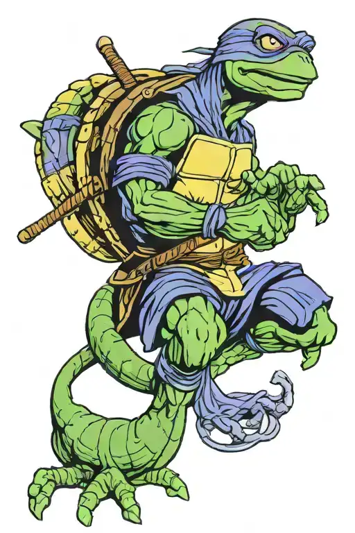 donatello from ninja turtles with real madrid shirt tattoo design idea