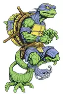 donatello from ninja turtles with real madrid shirt tattoo design idea