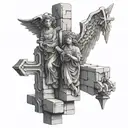 angels crosses bricks  tattoo design idea