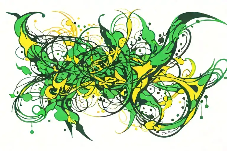 Different colors green yellow tattoo design idea