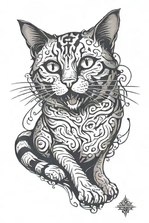 three=eyed cat sitting tattoo design idea