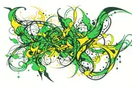 Different colors green yellow tattoo design idea