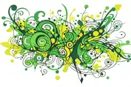 Different colors green yellow tattoo design idea