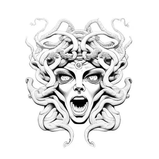 angry medusa tattoo design idea