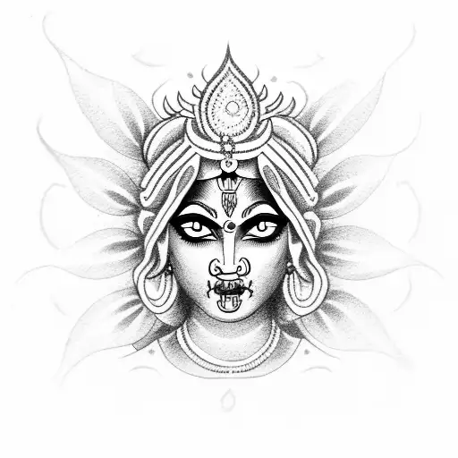 goddess Kali and flowers  tattoo design idea