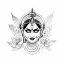 goddess Kali and flowers  tattoo design idea