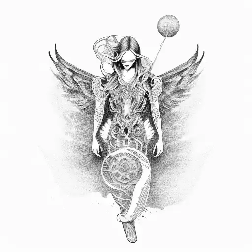 arc angel michael sleeve on right arm tattoo design idea