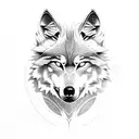 robotic wolf made of car parts howling at the moon tattoo design idea