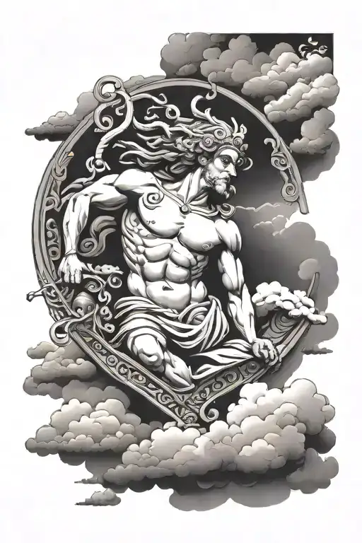 greek mythology and cloud tattoo design idea
