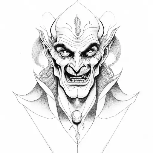 hades holding bident tattoo design idea