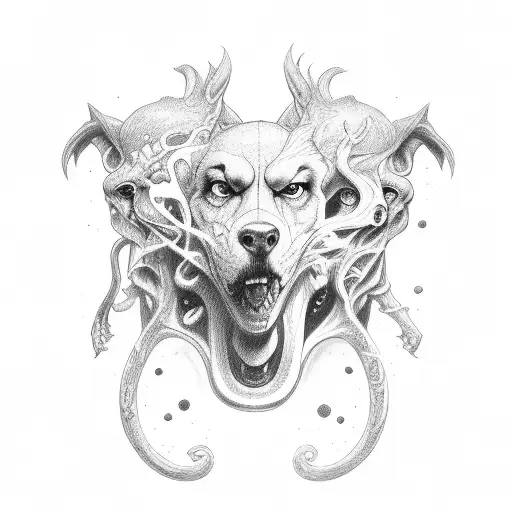 hades holding cerberus tattoo design idea