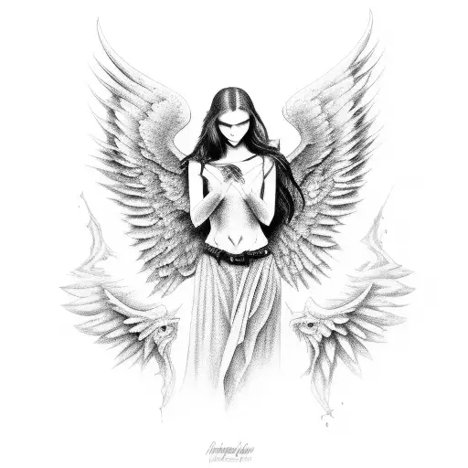 fallen angel tattoo design idea