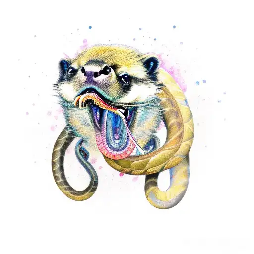 Honey Badger eating snake tattoo design idea