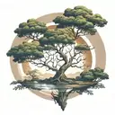 tree with Lemniscate symbol floating on an island in the sky tattoo design idea